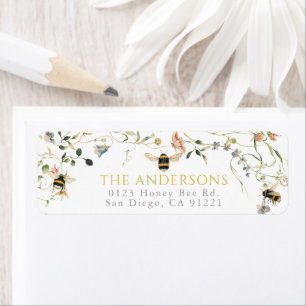 Wilde Bloem & Bij Waterverf Retouradres Etiket