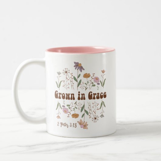 Wilde bloem Bijbelverse gekweekt in Grace Tweekleurige Koffiemok (Links)