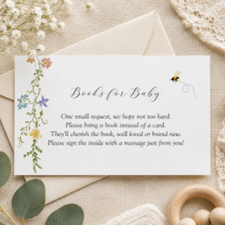 Wilde Bloem Bijen Baby Shower Boeken voor Baby Kaa Informatiekaartje