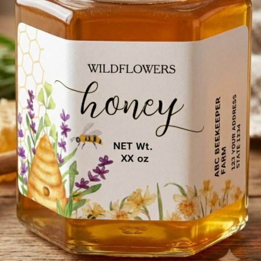 Wilde Bloem Bijenkorf Honing Potlabel Etiket