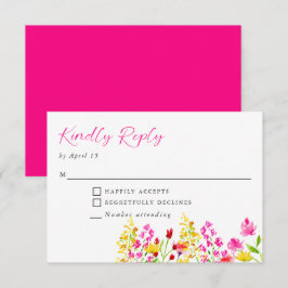 Wilde bloem Bindende Floral Script Kindly Reply RSVP Kaartje