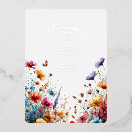 Wilde bloem Birthday Folie Uitnodiging