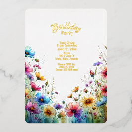 Wilde bloem Birthday Folie Uitnodiging