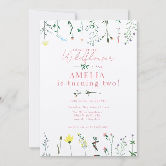 Wilde bloem Birthday Kaart (Voorkant)
