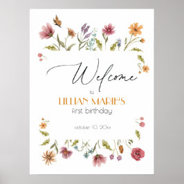 Wilde bloem Birthday of Baby shower Welkomstteken Poster