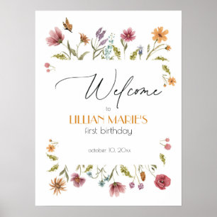 Wilde bloem Birthday of Baby shower Welkomstteken Poster