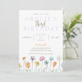 Wilde bloem - Birthday - thema Uitnodiging - Boho  (Staand voorkant)