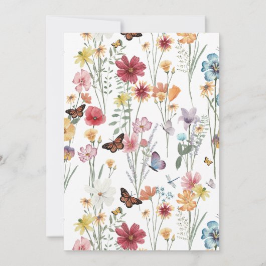 Wilde bloem - Birthday - thema Uitnodiging - Boho  (Achterkant)