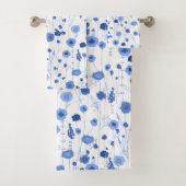 Wilde bloem blauw wit botanische kunst bad handdoek (Insitu)