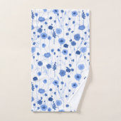 Wilde bloem blauw wit botanische kunst bad handdoek (Handdoek)