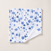 Wilde bloem blauw wit botanische kunst bad handdoek (Wasdoekje)