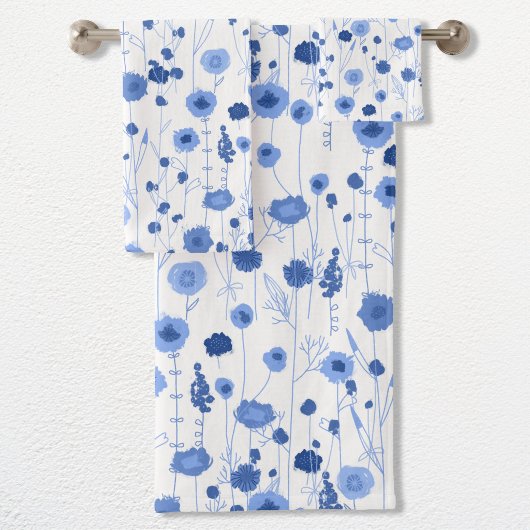 Wilde bloem blauw wit botanische kunst bad handdoek