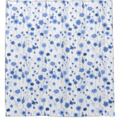 Wilde bloem blauw wit botanische kunst douchegordijn (Voorkant)