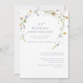 Wilde bloem blauwe bloem 25e trouwdag kaart (Voorkant)