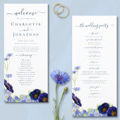 Wilde Bloem Blauwe Boho Trouwprogramma Menu