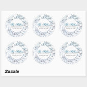 Wilde bloem blauwe retouradres  ronde sticker (Vel)