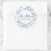 Wilde bloem blauwe retouradres  ronde sticker (Tas)