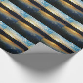 Wilde bloem, blauwe zonsondergang cadeaupapier (Hoek)