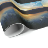 Wilde bloem, blauwe zonsondergang cadeaupapier (Rol Hoek)