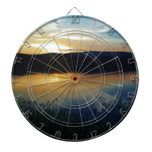 Wilde bloem, blauwe zonsondergang dartbord