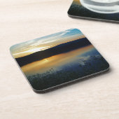 Wilde bloem, blauwe zonsondergang drankjes onderzetter (Linkerzijde)