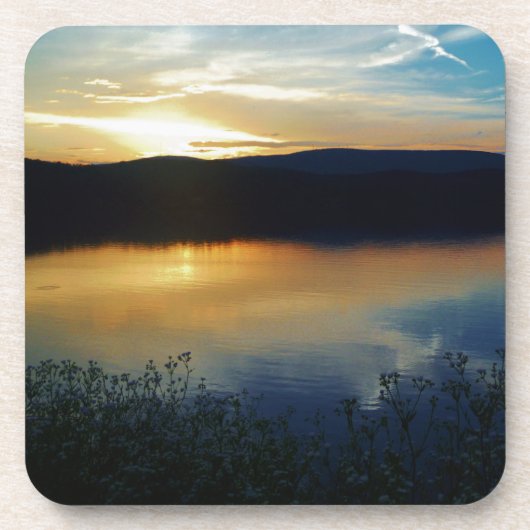 Wilde bloem, blauwe zonsondergang drankjes onderzetter (Voorkant)