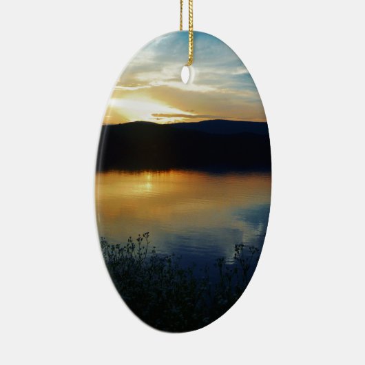 Wilde bloem, blauwe zonsondergang keramisch ornament (Rechts)