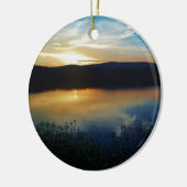 Wilde bloem, blauwe zonsondergang keramisch ornament