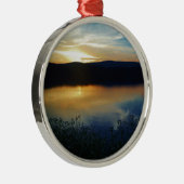 Wilde bloem, blauwe zonsondergang metalen ornament (Rechts)