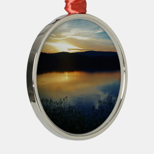 Wilde bloem, blauwe zonsondergang metalen ornament (Rechts)