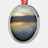 Wilde bloem, blauwe zonsondergang metalen ornament (Links)