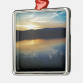 Wilde bloem, blauwe zonsondergang metalen ornament (Links)