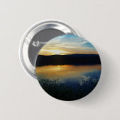 Wilde bloem, blauwe zonsondergang ronde button 5,7 cm (Voorkant /achterkant)