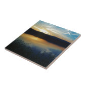 Wilde bloem, blauwe zonsondergang tegeltje (Zijkant)