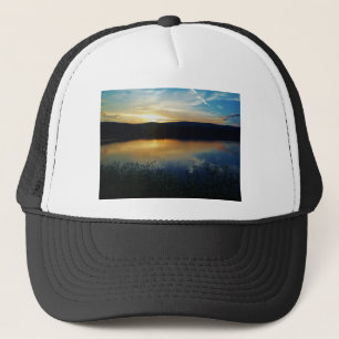 Wilde bloem, blauwe zonsondergang trucker pet