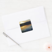 Wilde bloem, blauwe zonsondergang vierkante sticker (Envelop)