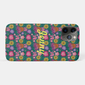 Wilde bloem Blauwgroen Floral, gepersonaliseerd Case-Mate iPhone Case (Achterkant (horizontaal))