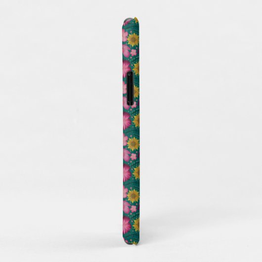 Wilde bloem Blauwgroen Floral, gepersonaliseerd Case-Mate iPhone Case (Achterkant/rechts)