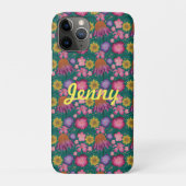 Wilde bloem Blauwgroen Floral, gepersonaliseerd Case-Mate iPhone Case (Achterkant)