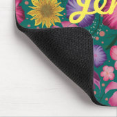 Wilde bloem Blauwgroen Floral, gepersonaliseerd Muismat (Hoek)