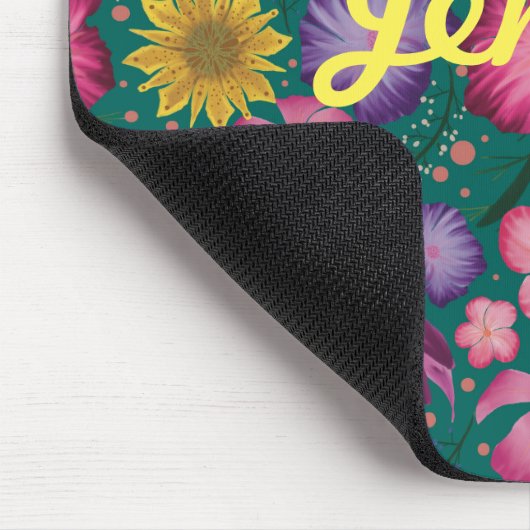 Wilde bloem Blauwgroen Floral, gepersonaliseerd Muismat (Hoek)