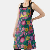 Wilde bloem Blauwgroen Floral - Gepersonaliseerd S Schort (Insitu)