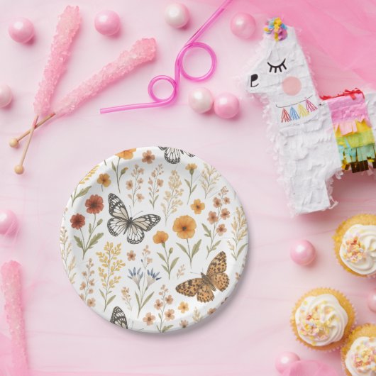 Wilde bloem Bloem Boho Papieren Bordje (Feest)