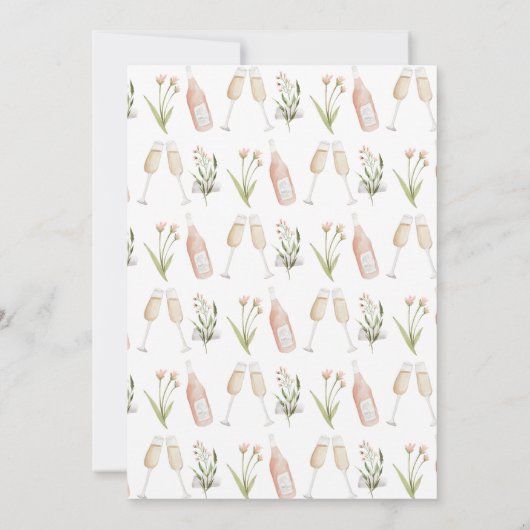 wilde bloem bloem champagne moderne script aankondiging (Achterkant)