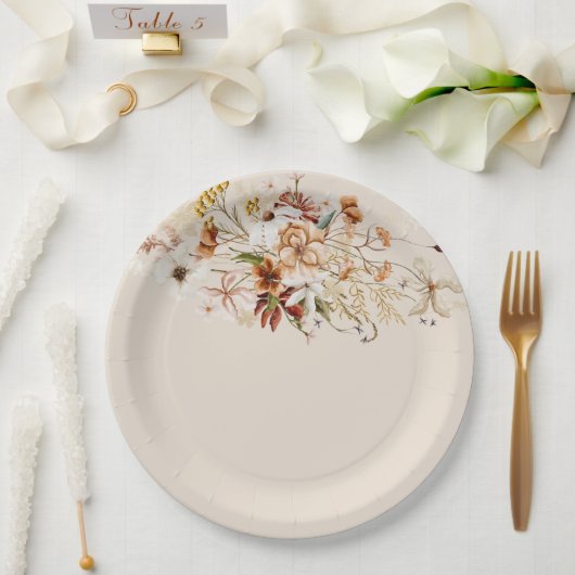 Wilde Bloem Bloemen Boeket Waterverf Papieren Bordje (Huwelijk)