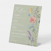 Wilde Bloem Bloemen Bruiloft Bar Reclamebord Met Voetstuk (Voorkant)