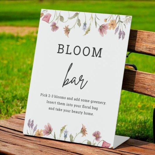 Wilde bloem bloemen favorieten bloeien bar bord reclamebord met voetstuk