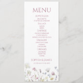 Wilde Bloem Bloemen Tuin Bruiloft Eten Menu (Voorkant)