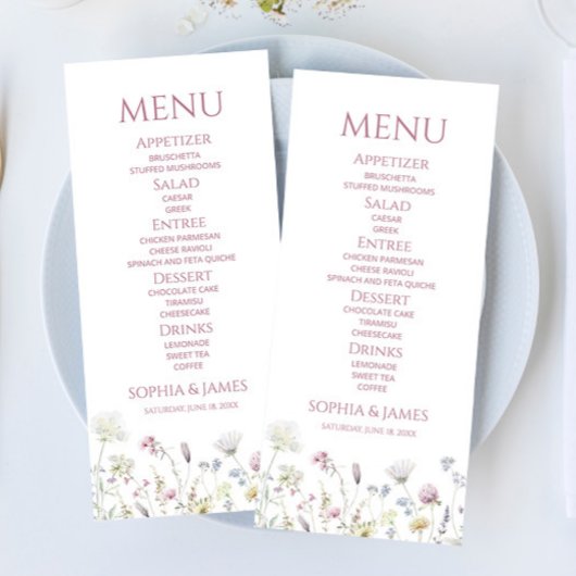 Wilde Bloem Bloemen Tuin Bruiloft Eten Menu