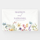 Wilde Bloem Bloemen Tuin Bruiloft Spandoek (Horizontaal)